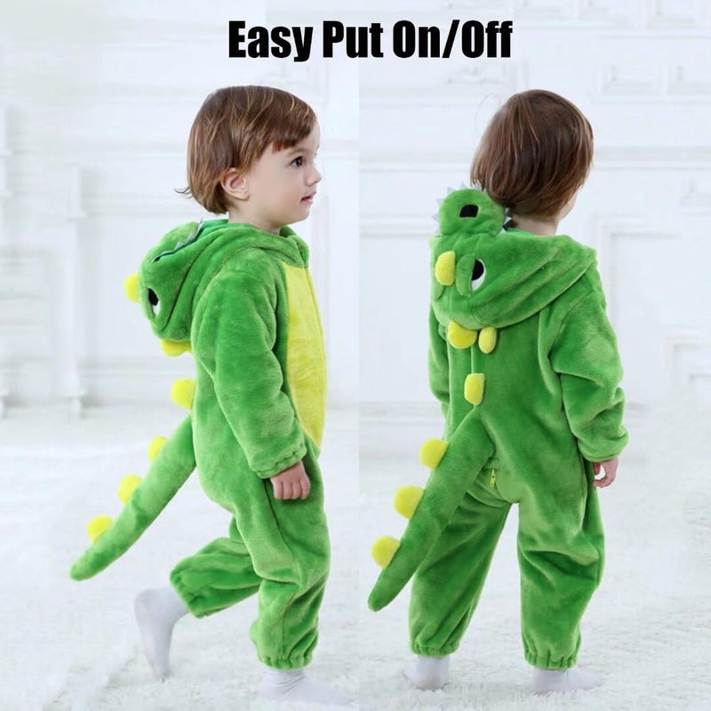 OLLULL Baby Green Dinosaur Costumes Unisex Toddler Outfit Halloween Dress Up Romper 12-18 Months - Image 5